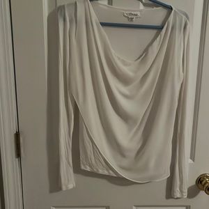 Velvet by Graham & Spencer white drape front long sleeve blouse